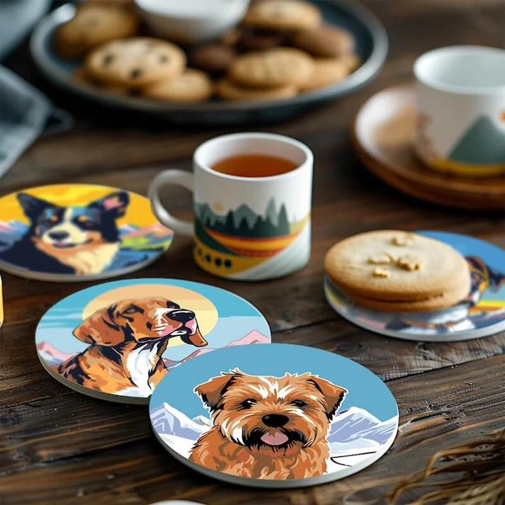 Paint & Sip Party Pack Paint By Numbers Coaster Pack - Dashing Dogs