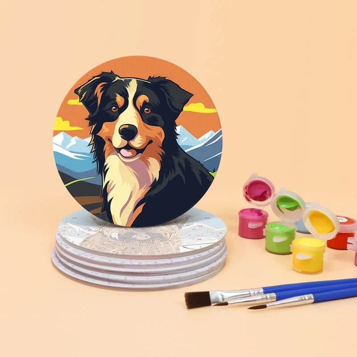 Paint & Sip Party Pack Paint By Numbers Coaster Pack - Dashing Dogs