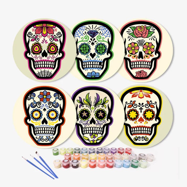Paint & Sip Party Pack Paint By Numbers Placemat Pack - Sugar Skulls
