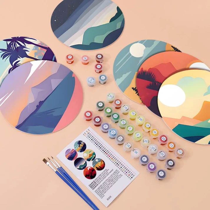 Paint & Sip Party Pack Paint By Numbers Placemat Pack - Horizon Hues