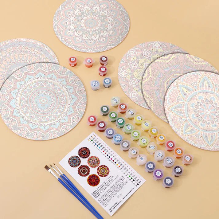 Paint & Sip Party Pack Paint By Numbers Placemat Pack - Mega Mandalas