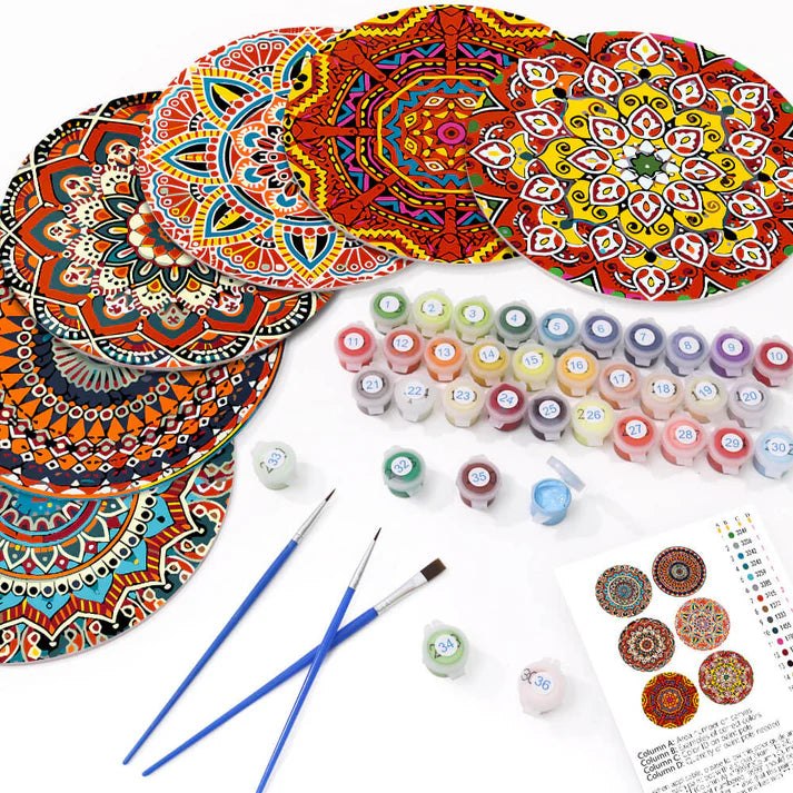 Paint & Sip Party Pack Paint By Numbers Placemat Pack - Mega Mandalas