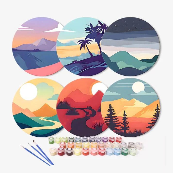 Paint & Sip Party Pack Paint By Numbers Placemat Pack - Horizon Hues