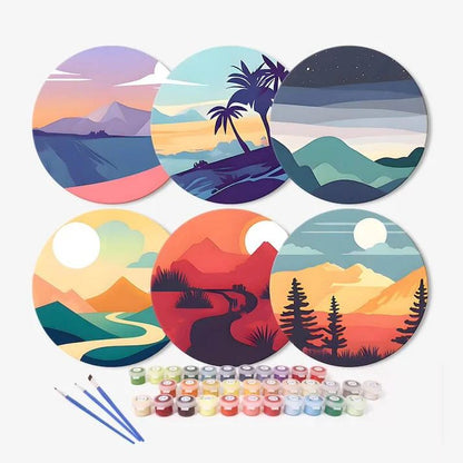 Paint & Sip Party Pack Paint By Numbers Placemat Pack - Horizon Hues