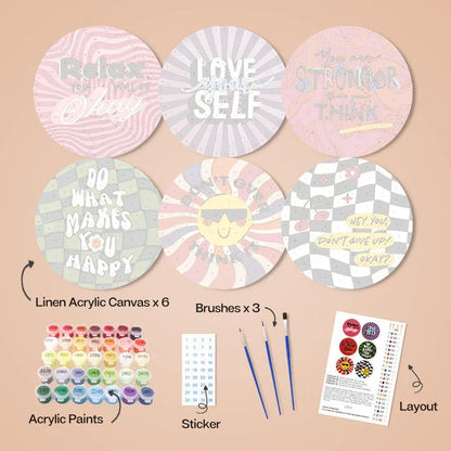 Paint & Sip Party Pack Paint By Numbers Placemat Pack - Self Love Therapy