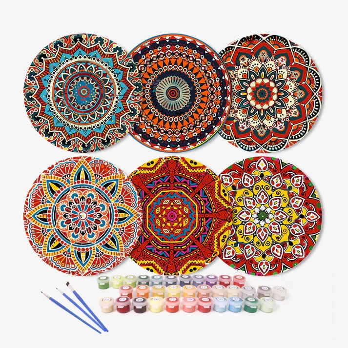Paint & Sip Party Pack Paint By Numbers Placemat Pack - Mega Mandalas