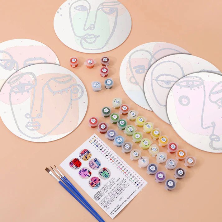 Paint & Sip Party Pack Paint By Numbers Placemat Pack - Line Art Lady
