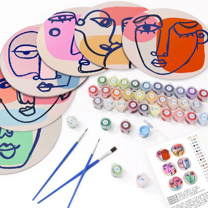 Paint & Sip Party Pack Paint By Numbers Placemat Pack - Line Art Lady