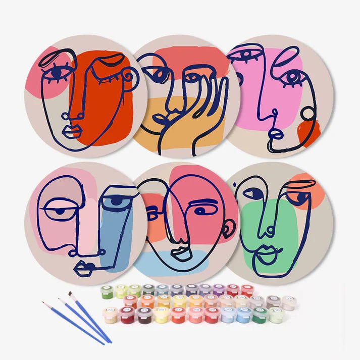 Paint & Sip Party Pack Paint By Numbers Placemat Pack - Line Art Lady