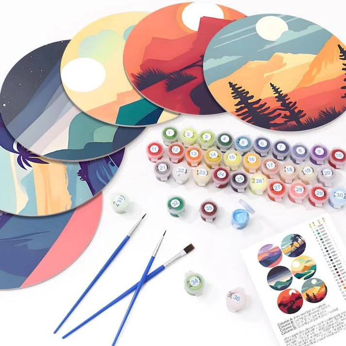 Paint & Sip Party Pack Paint By Numbers Placemat Pack - Horizon Hues