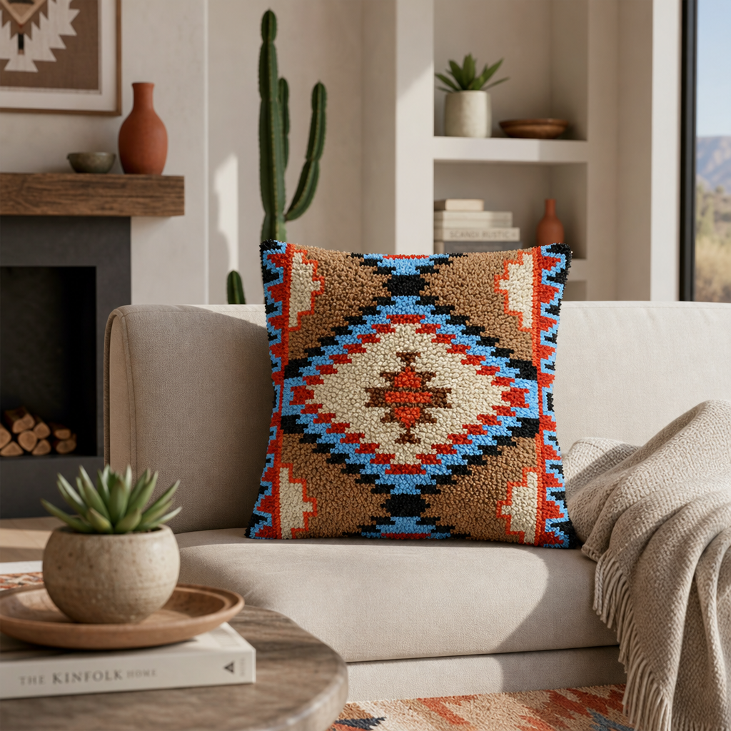 Latch Hook Pillow Making Kit - Amazing Aztec Design