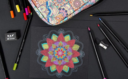 Professional 72 Colour Pencil Set with Bonus Mandala Colouring Sheets