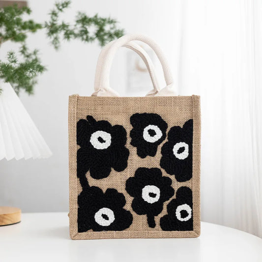 Punch Needle Canvas Tote Bag Kit - Monochrome Floral