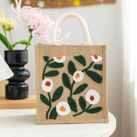 Punch Needle Canvas Tote Bag Kit - White Daisy