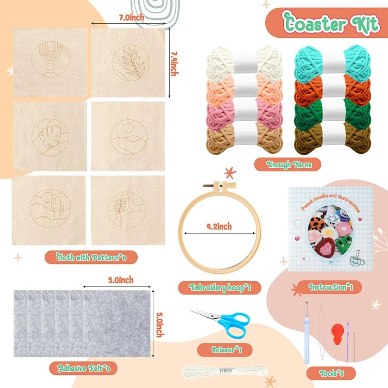 Punch Needle Coaster Kit - Boho