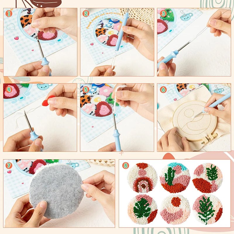 Punch Needle Coaster Kit - Emojis