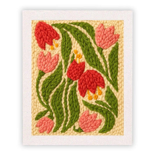 Punch Needle Embroidery Craft Kits With Frame 25cm x 30cm - Dancing Tulips