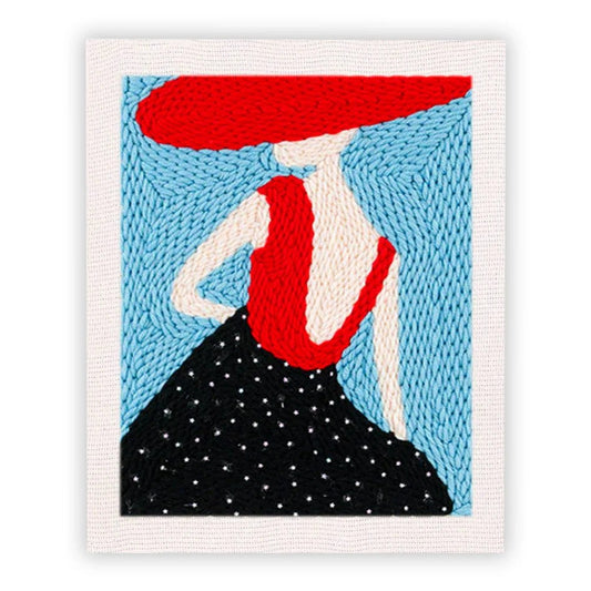 Punch Needle Embroidery Craft Kits With Frame 25cm x 30cm - Big Red Hat