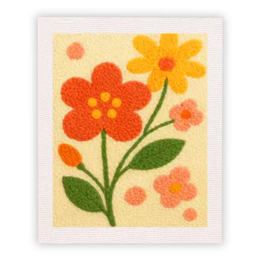 Punch Needle Embroidery Craft Kits With Frame 25cm x 30cm Floral Range