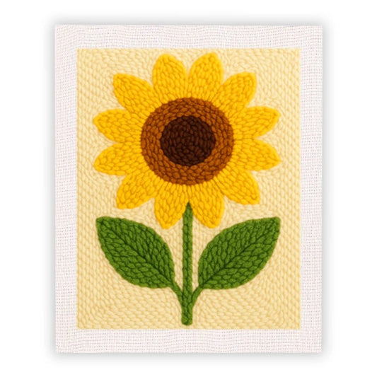 Punch Needle Embroidery Craft Kits With Frame 25cm x 30cm Floral Range - Sunny Yellow Sunflowers