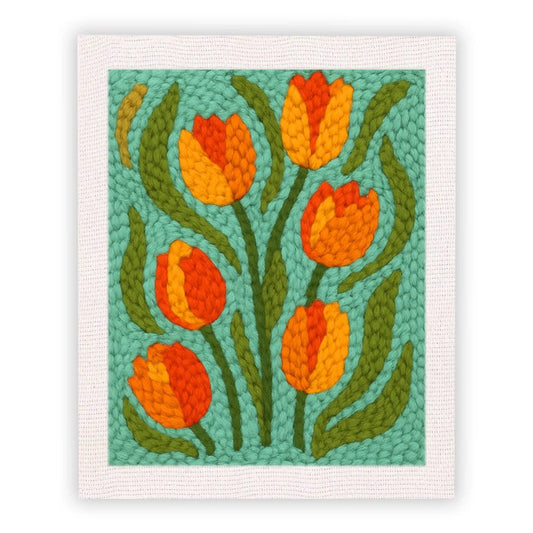 Punch Needle Embroidery Craft Kits With Frame 25cm x 30cm - Sunshine Tulips