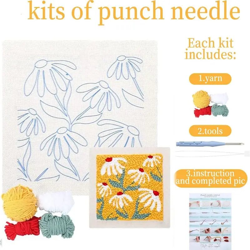 Punch Needle Embroidery Starter Kits With Frame 25cm x 25cm - Winter Koala