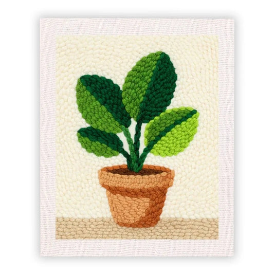 Punch Needle Embroidery Starter Kits With Frame 25cm x 30cm - Green Leaves