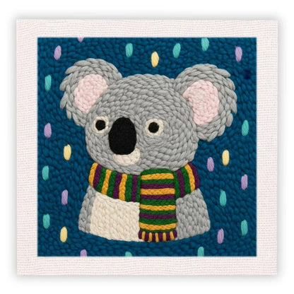 Punch Needle Embroidery Starter Kits With Frame 25cm x 25cm - Winter Koala
