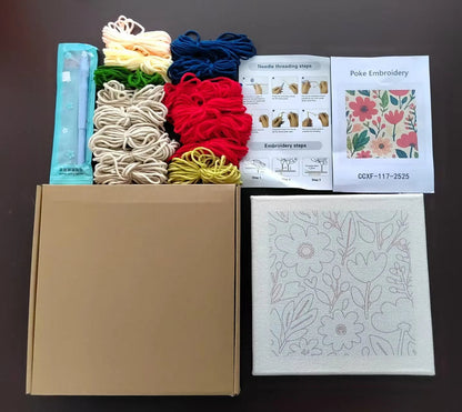 Punch Needle Embroidery Starter Kits With Frame 25cm x 25cm - Bunch of Cherries