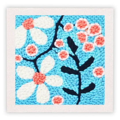 Punch Needle Embroidery Starter Kits With Frame 25cm x 25cm - Floral