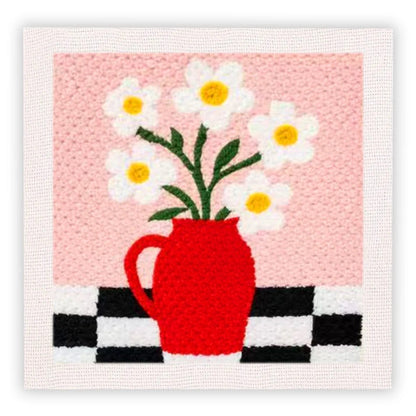 Punch Needle Embroidery Starter Kits With Frame 25cm x 25cm - Flower Vase Pop
