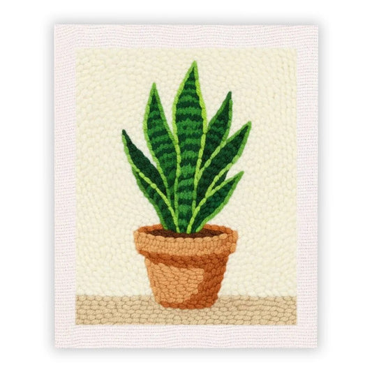 Punch Needle Embroidery Starter Kits With Frame 25cm x 30cm - Aloe Vera Plant