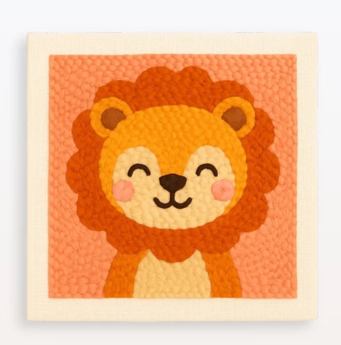 Punch Needle Embroidery Starter Kits With Frame 25cm x 25cm - Lion Cub