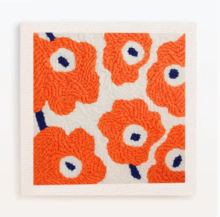 Punch Needle Embroidery Starter Kits With Frame 25cm x 25cm - Orange Bloom