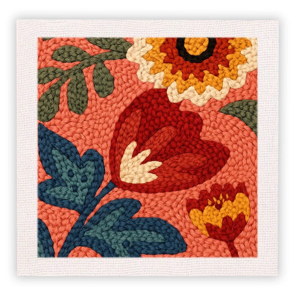 Punch Needle Embroidery Starter Kits With Frame 25cm x 25cm - Boho Vibe