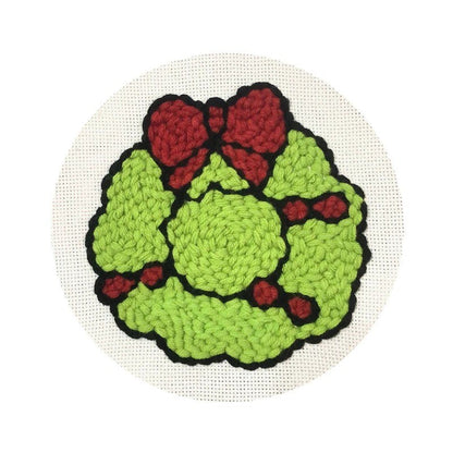 Punch Needle Kit - Christmas Wreath - Festive Needlework Set