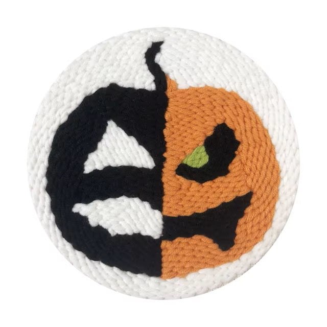 Punch Needle Kit - Creepy Halloween Pumpkin Pattern