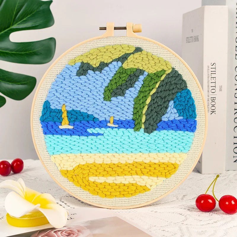 Punch Needle Kit - Palm Tree Paradise - Tropical Needlework Kit