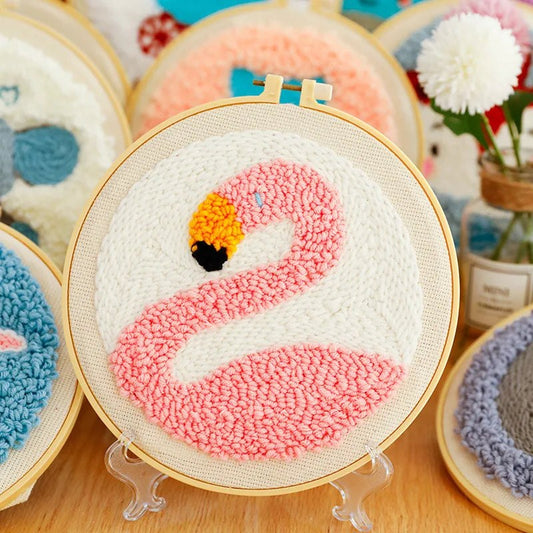 Punch Needle Kit - Pink Flamingo Embroidery Kit