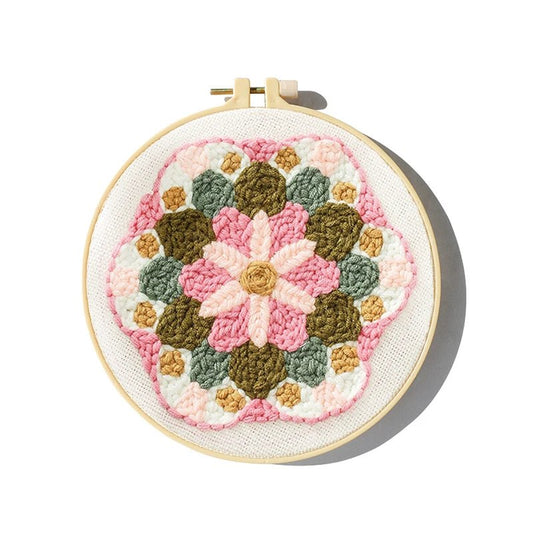 Punch Needle Kit - Pink Mandala Embroidery Kit