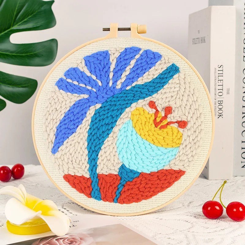 Punch Needle Kit - Tropical Plants - Vibrant Embroidery Set
