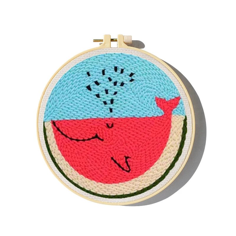 Punch Needle Kit - Watermelon Whale Kit