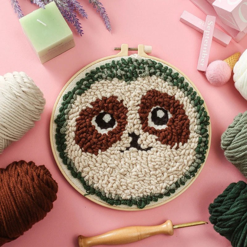Sloth Needle Punch Needle Kit - Wide Eyed Sloth Embroidery Kit – Craft Outlet Australia