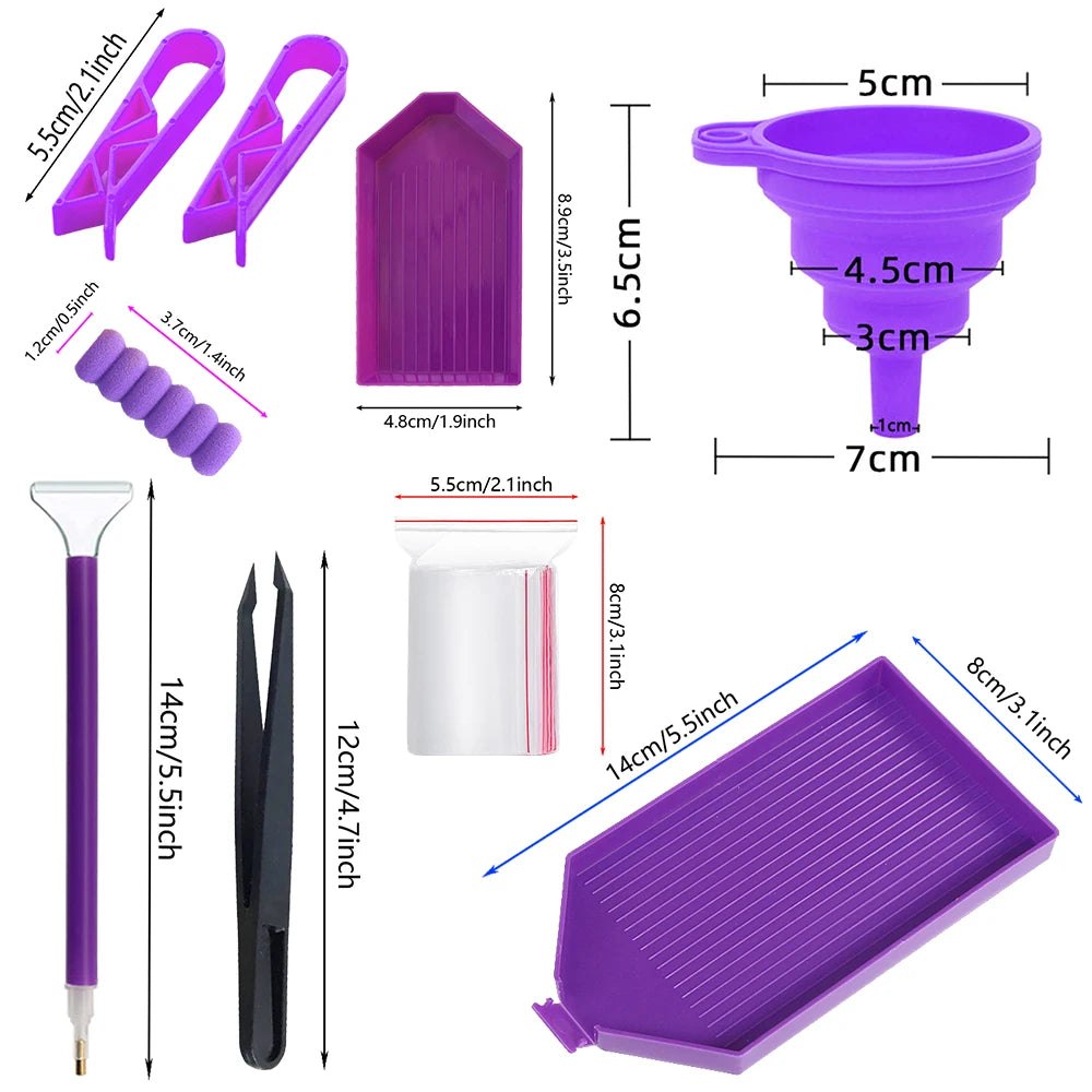 Purple Diamond Painting Accessories Tools Kits - 60pc
