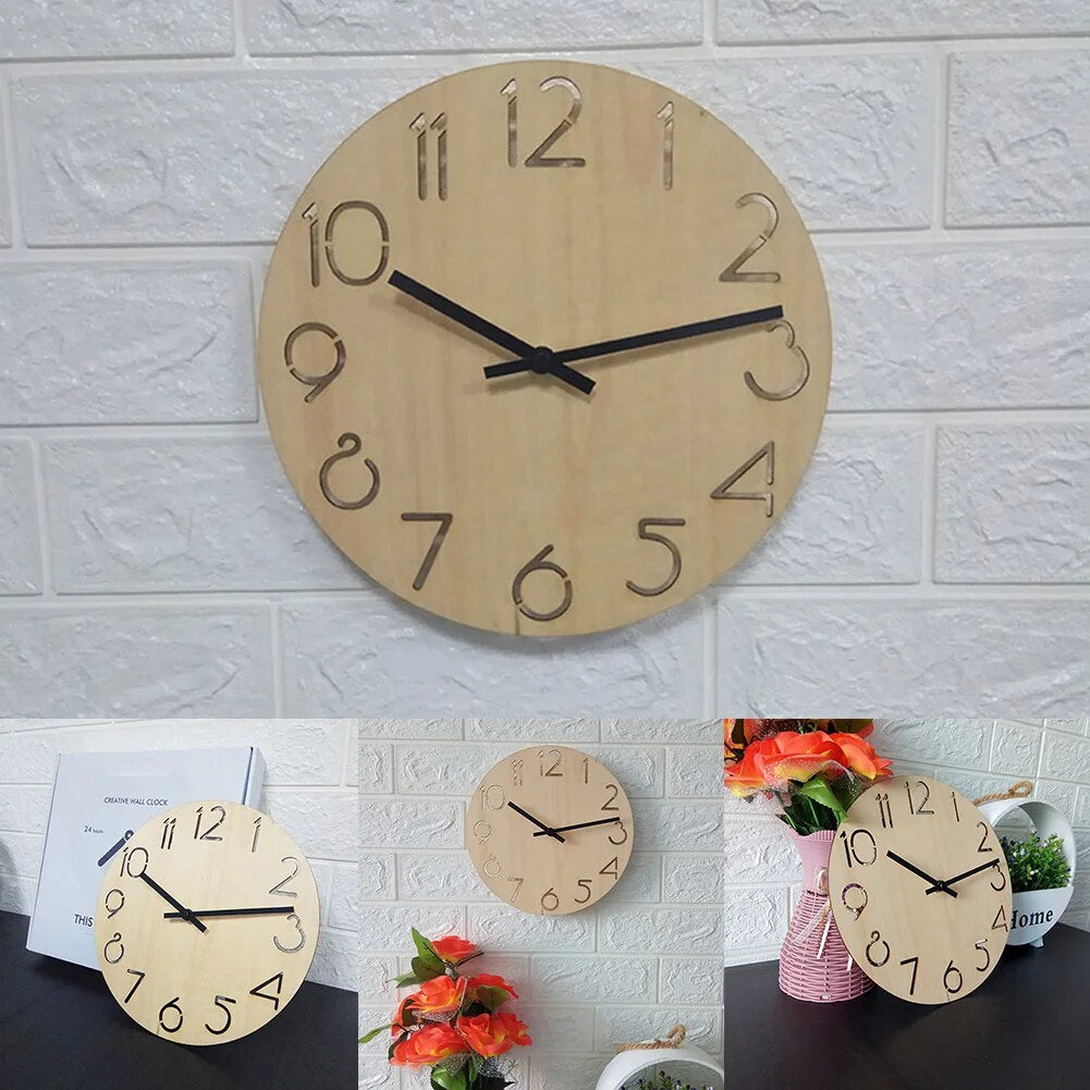 Retro Wooden Wall Clock Blank - 24cm