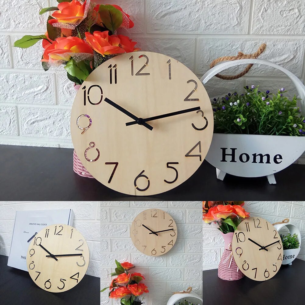 Retro Wooden Wall Clock Blank - 24cm