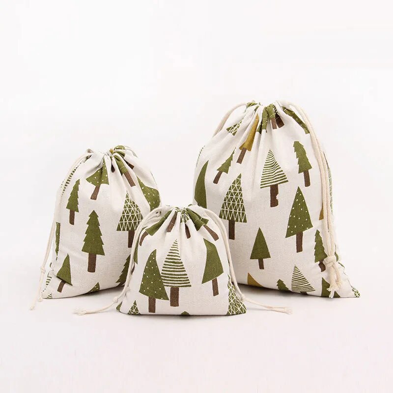 Reusable Christmas Stocking Drawstring Bags Santa Sacks Gift Bag
