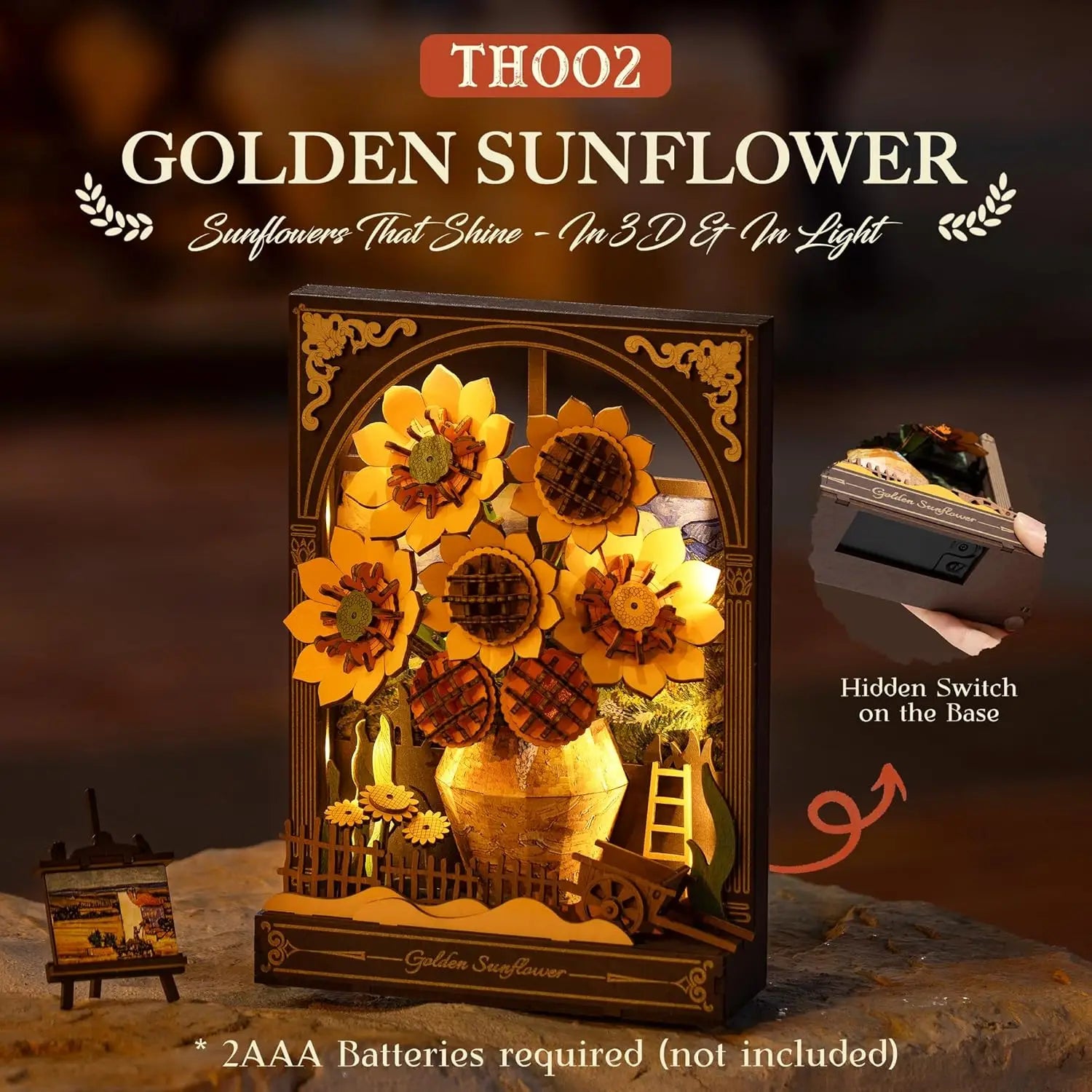 Robotime DIY 3D Wooden Puzzle - Golden Sunflower