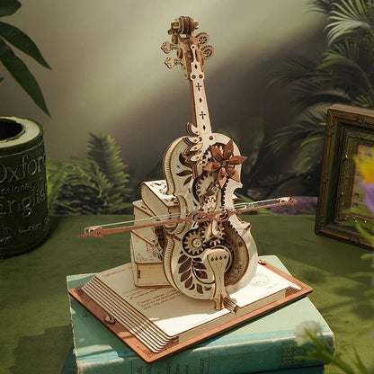 Robotime ROKR 3D Wooden Puzzle Music Box - Mechanical Magic Cello