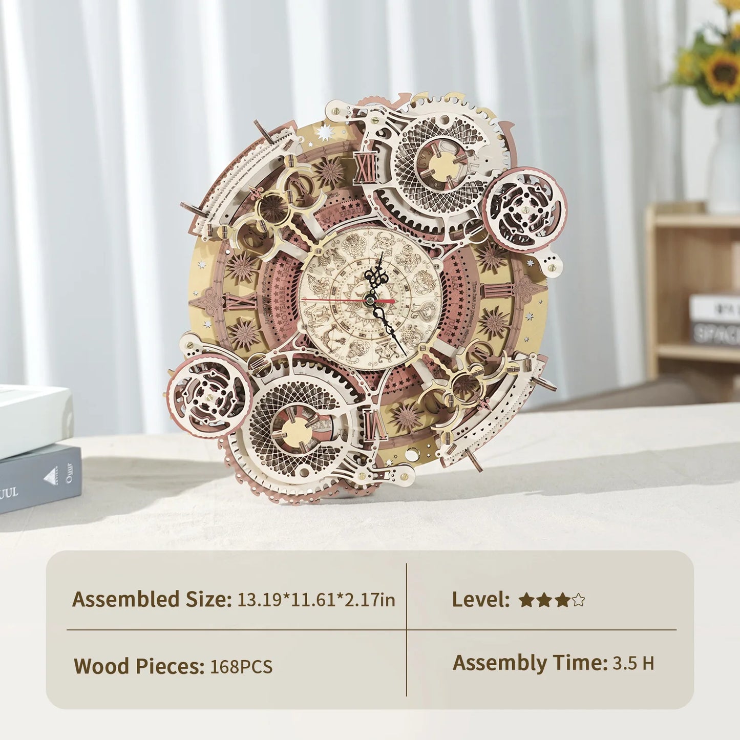 Robotime ROKR 3d Wooden Puzzle Model Building Zodiac Wall Clock